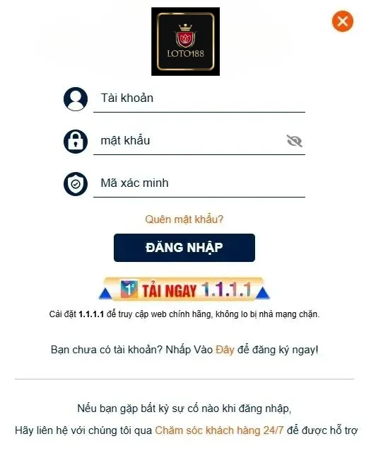 đăng nhập tài khoản Loto188